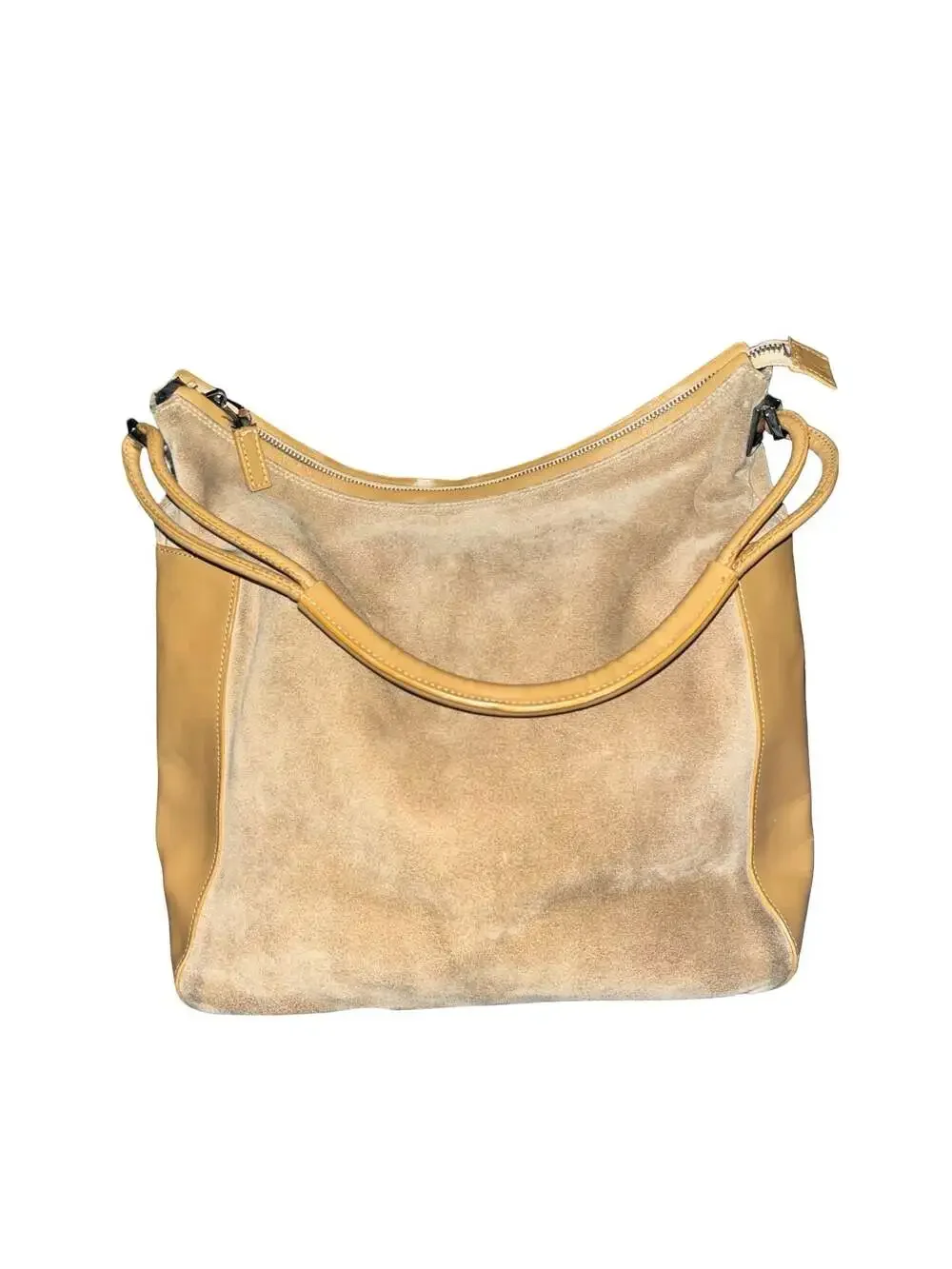 Gucci shoulder bag beige suede ?~ leather Authentic used T17202